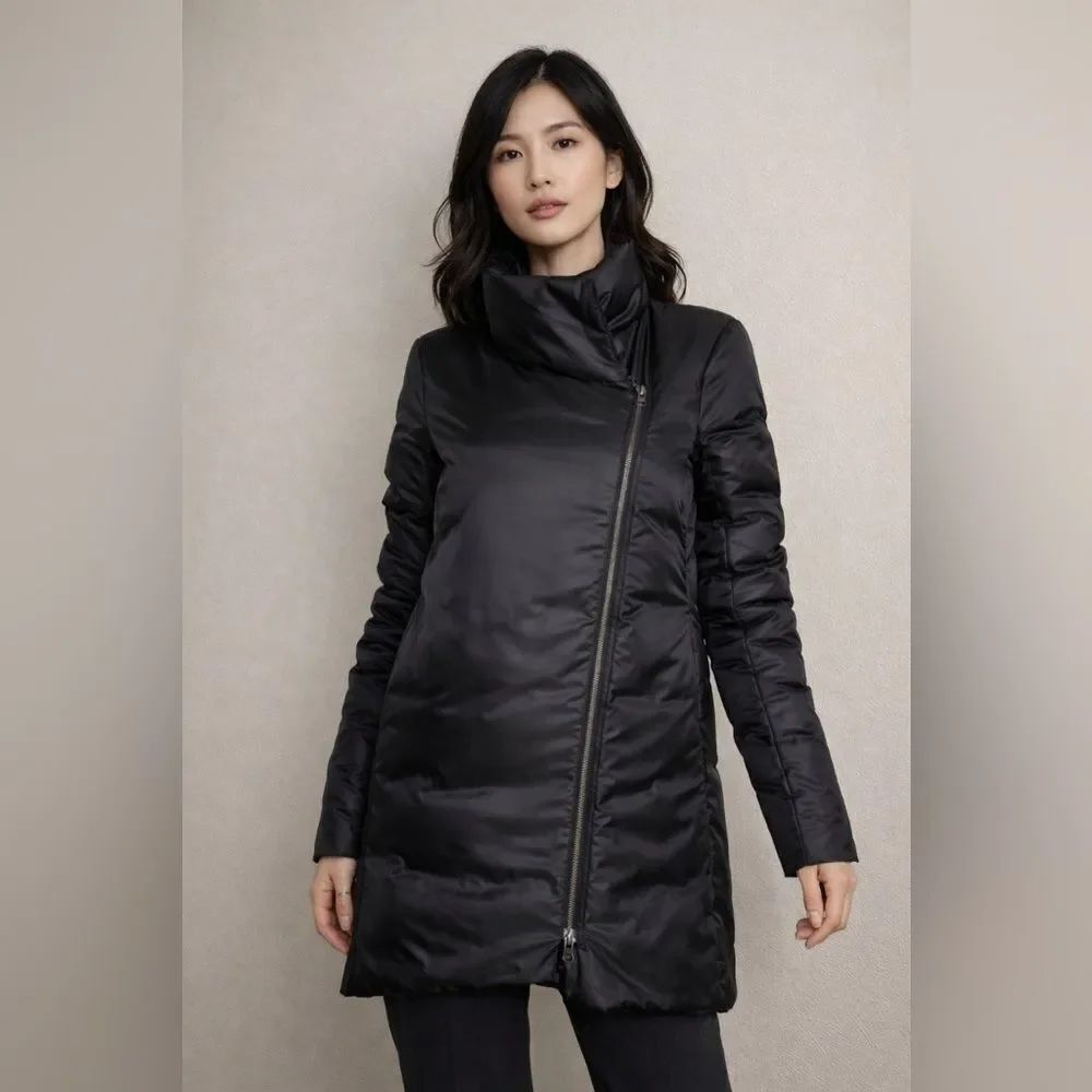 Helmut Lang Asymmetrical Zippered Down Cocoon Coat